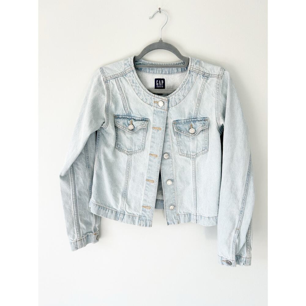 GAP Light Wash Denim Blazer Jacket - Pale Blue